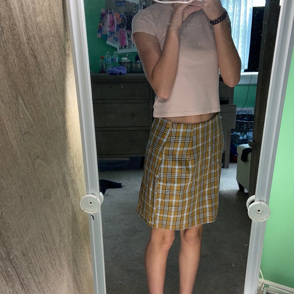 Yellow plaid skirt